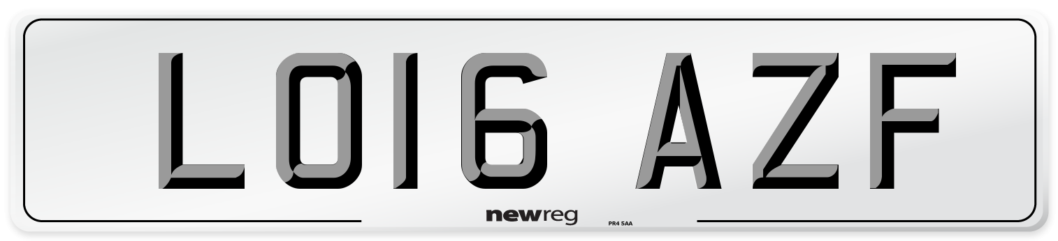 LO16 AZF Number Plate from New Reg